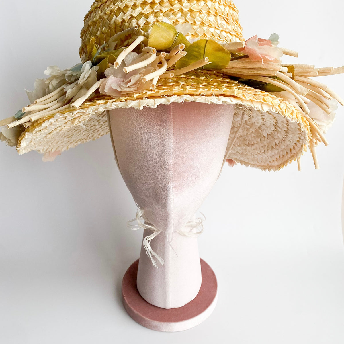 Halston Vintage Straw Hat From Saks Fith Ave. Floral Detail Small Price Drop Halston Vintage Hat - Etsy main image 2
