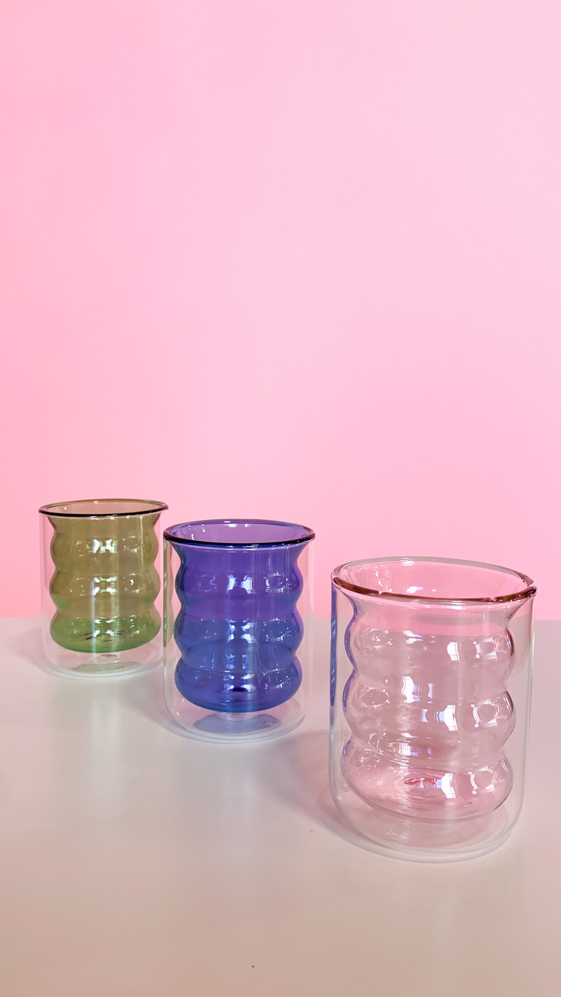 Double Wall Groovy Glass Cup