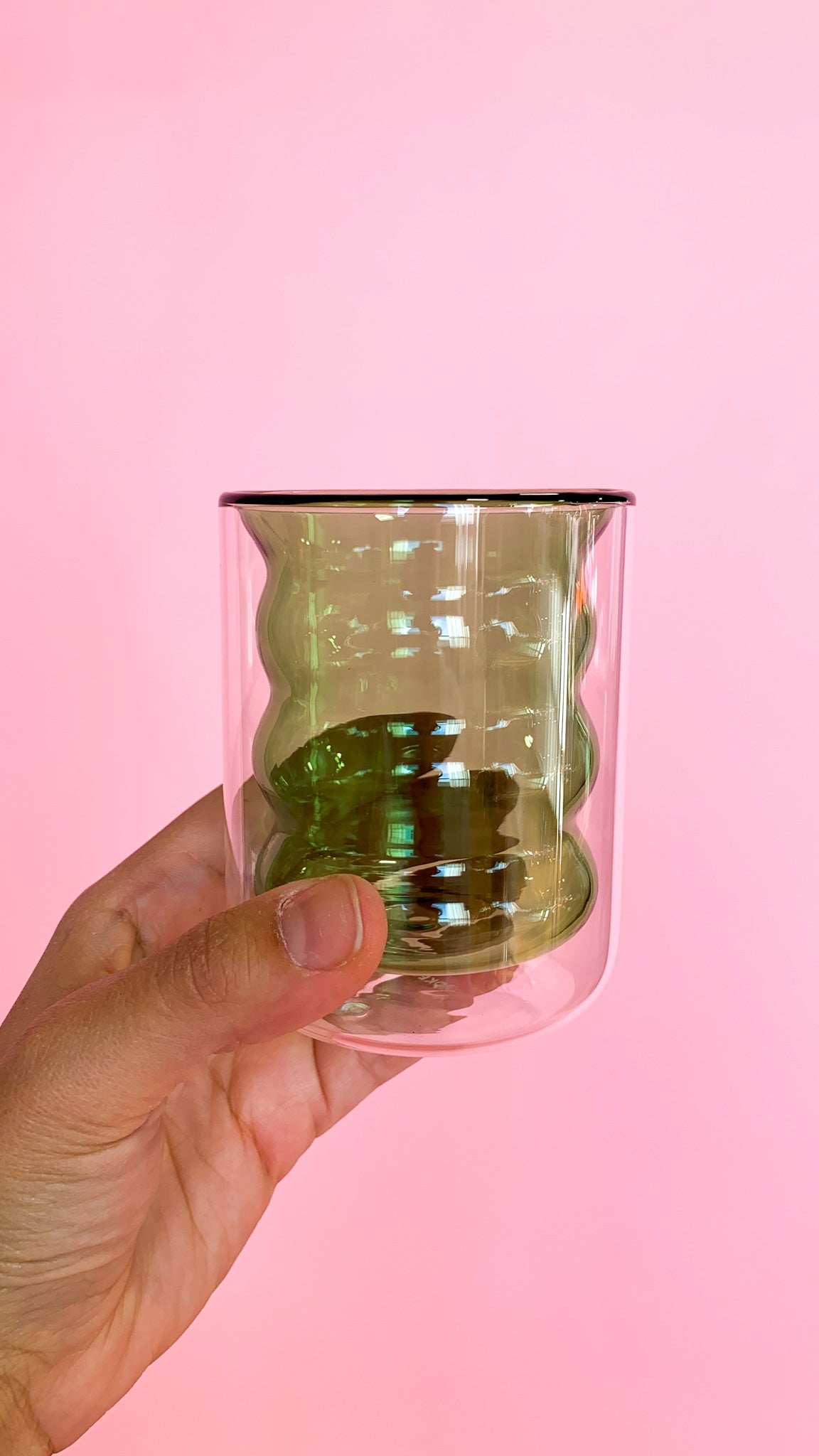 Double Wall Groovy Glass Cup