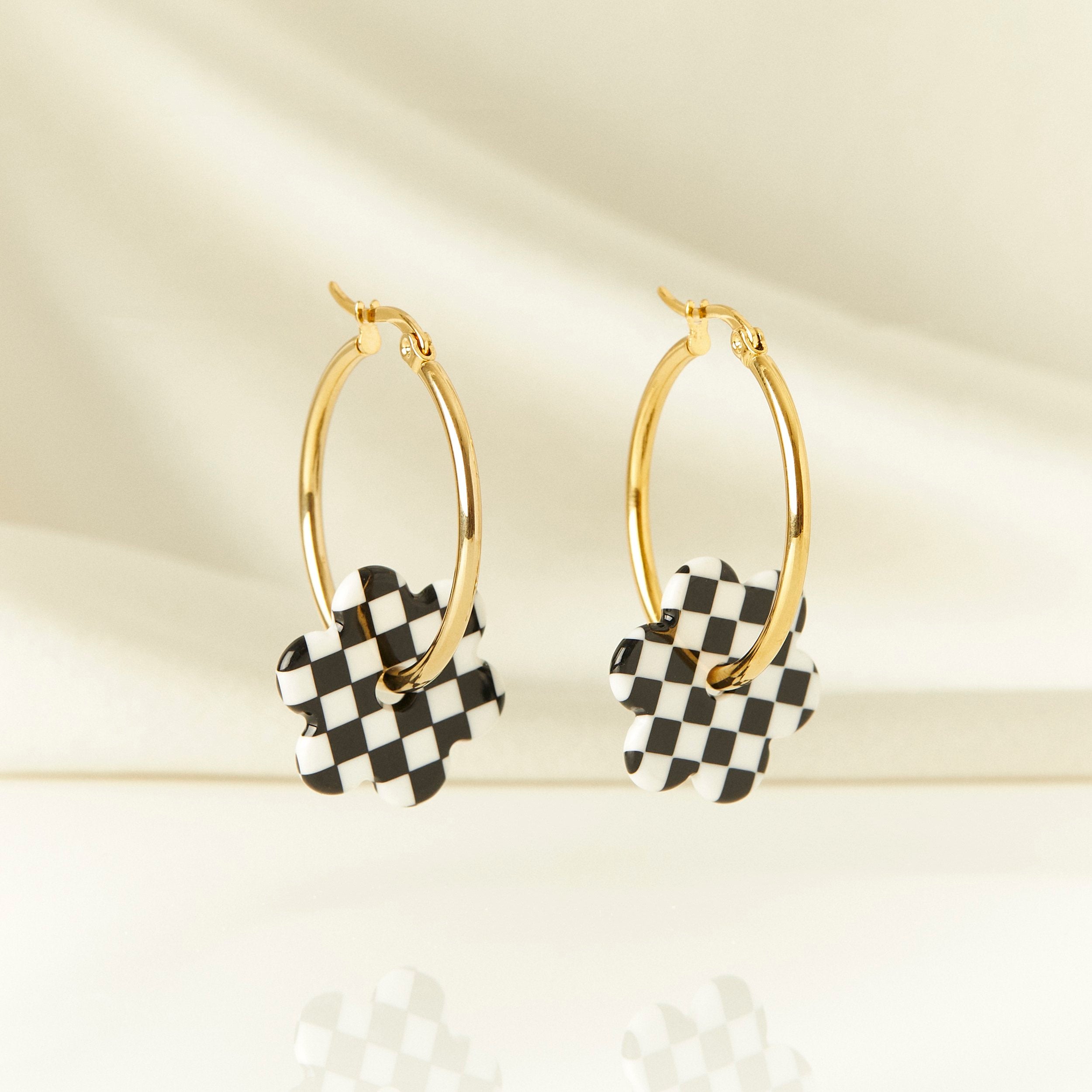 Acetate and Gold Plated Daisy Hoop Earrings