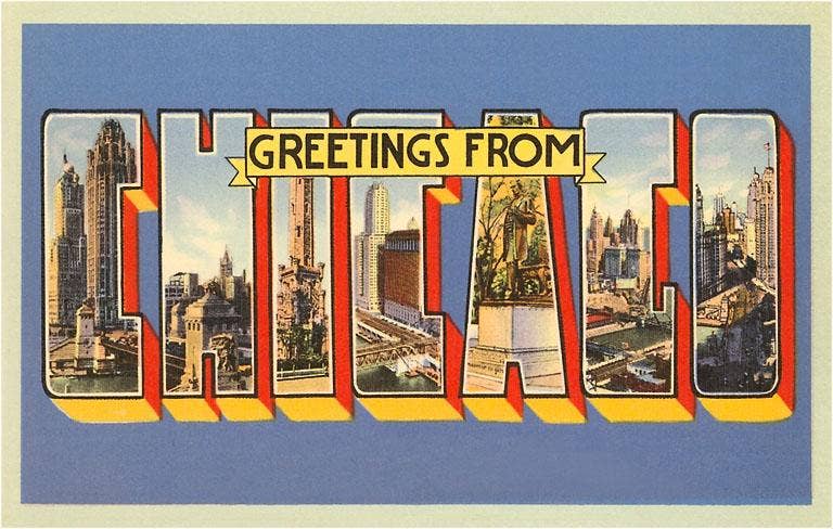 Greetings from Chicago Postcard | Lost Girls Vintage