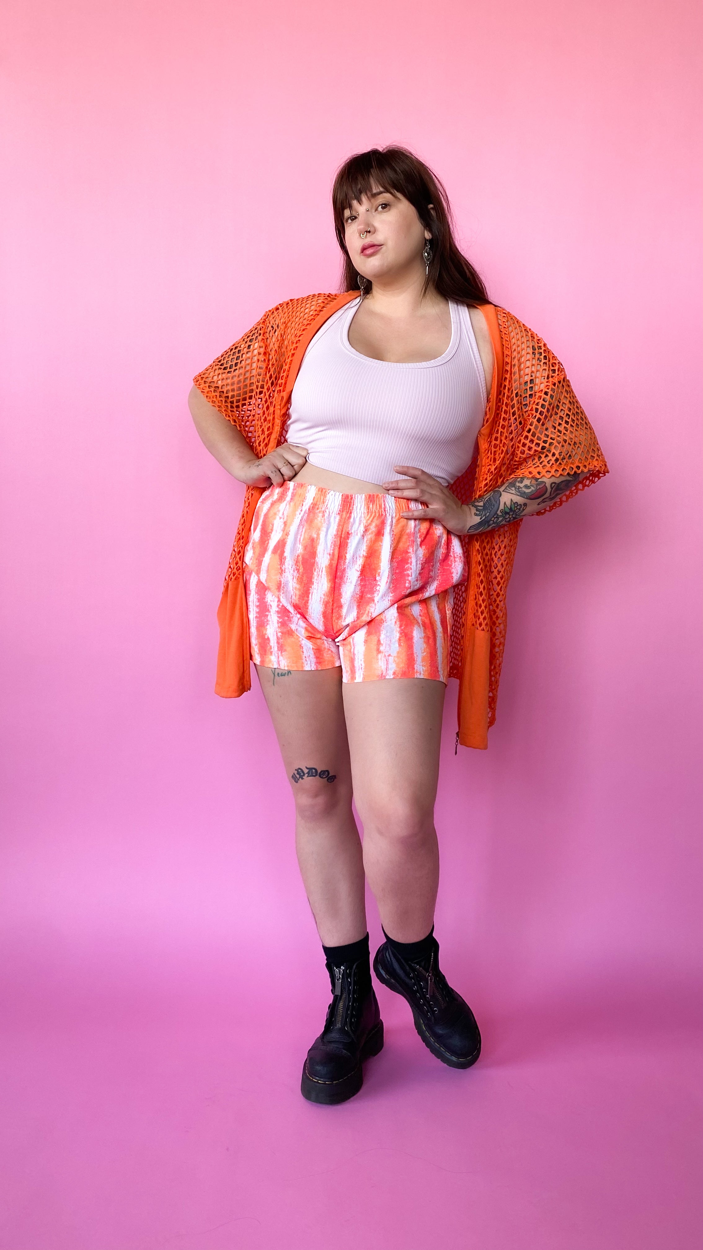 1980s Orange and Pink Neon Shorts, sz. 1X – Lost Girls Vintage