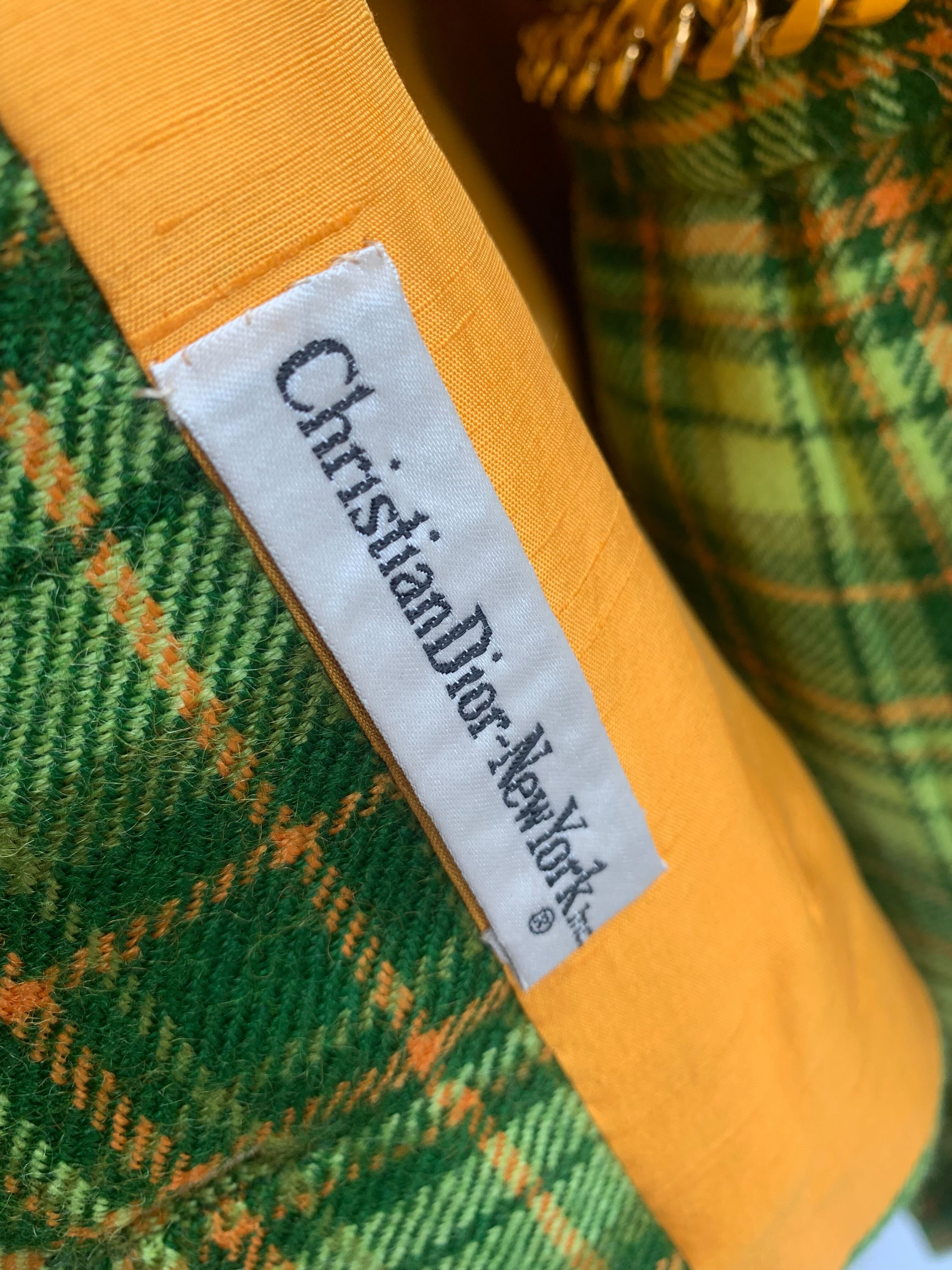 1960s Dior New York Lime Green Plaid Skirt Set, sz. M – Lost Girls 1960s Dior New York Lime Green Plaid Skirt Set, sz. M – Lost Girls