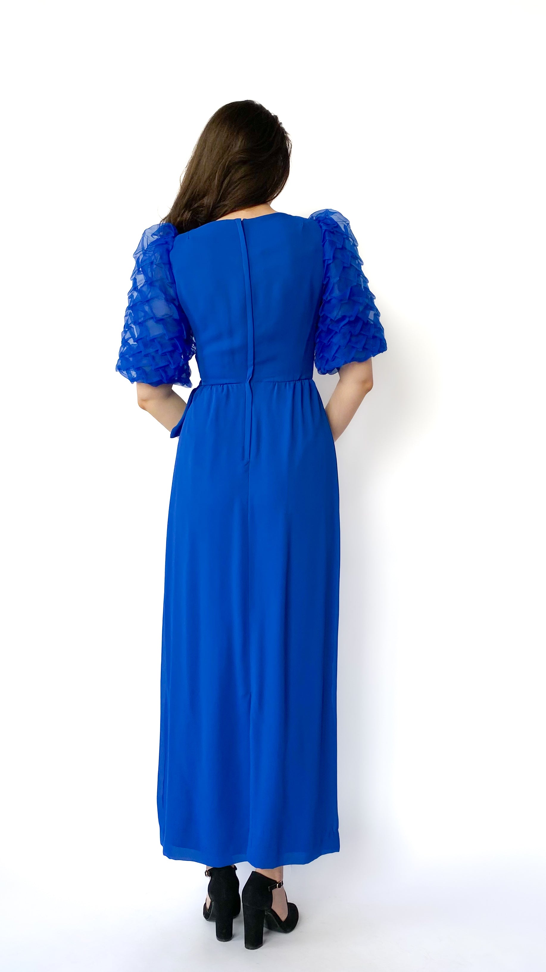1970s Royal Blue Puff sleeve Dress, sz. S 1970s Royal Blue Puff sleeve Dress, sz. S