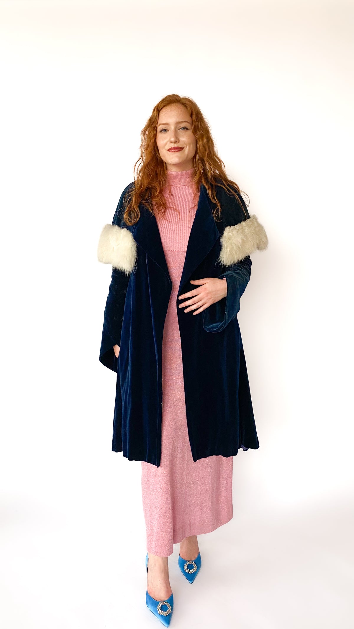 1930s Silk Blue Velvet Blue Opera Coat, sz. XS-M – Lost Girls Vintage