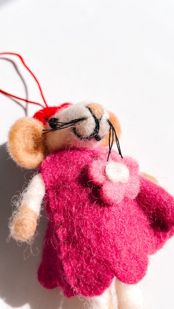 Felted Wool Mouse Ornament