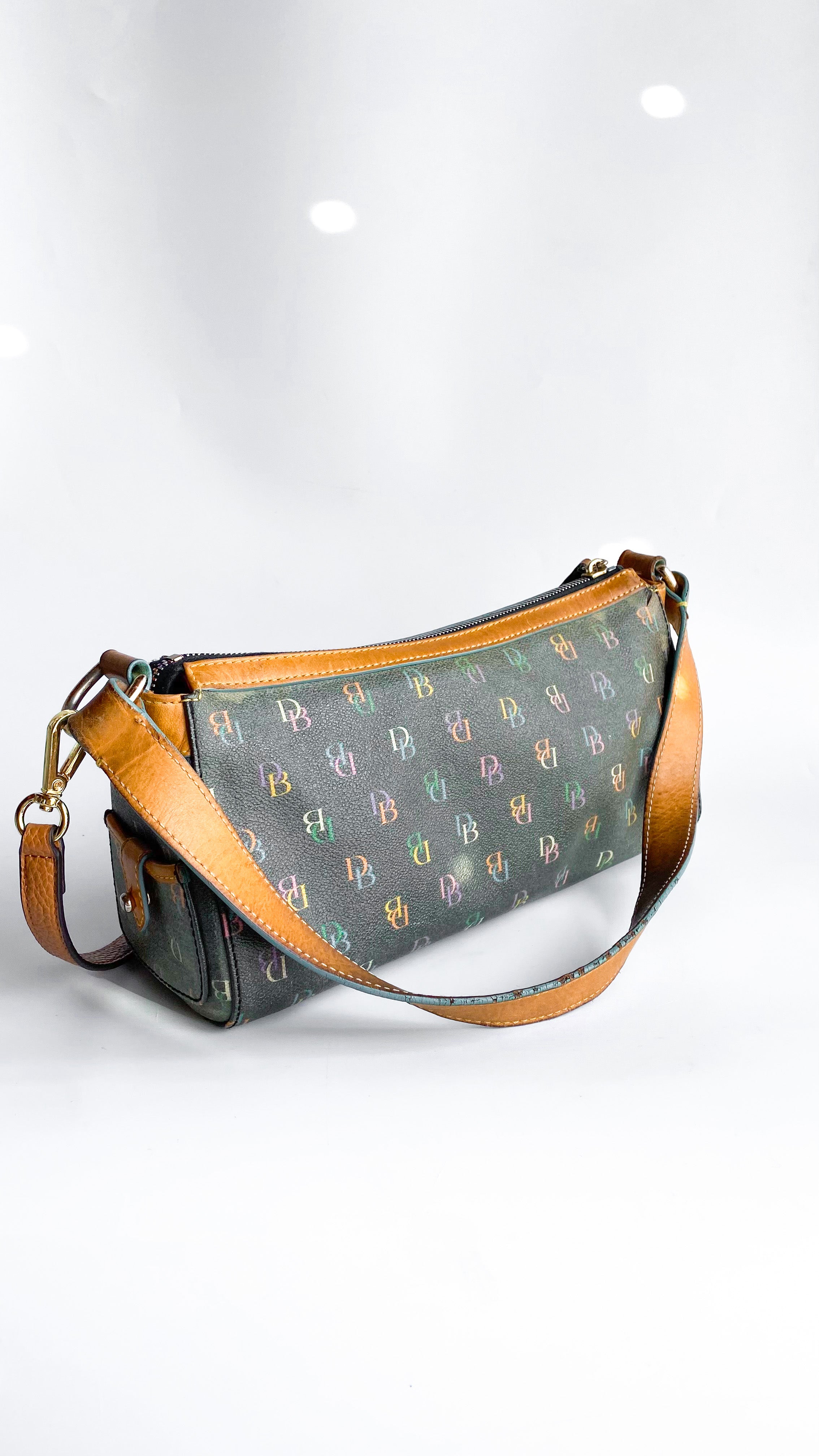 Dooney & Bourke Small Hobo Bag on sale Purse, Signature DB Print y2k