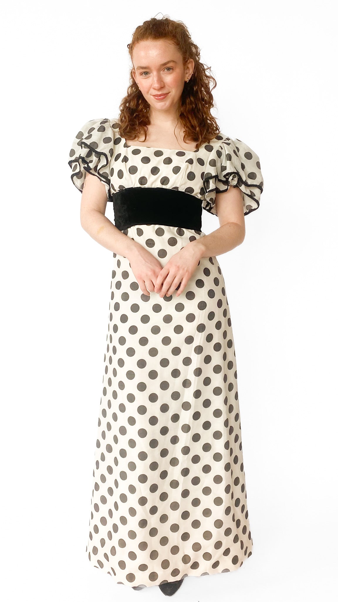 1960s Black & White Polka Dot Dress, sz. S