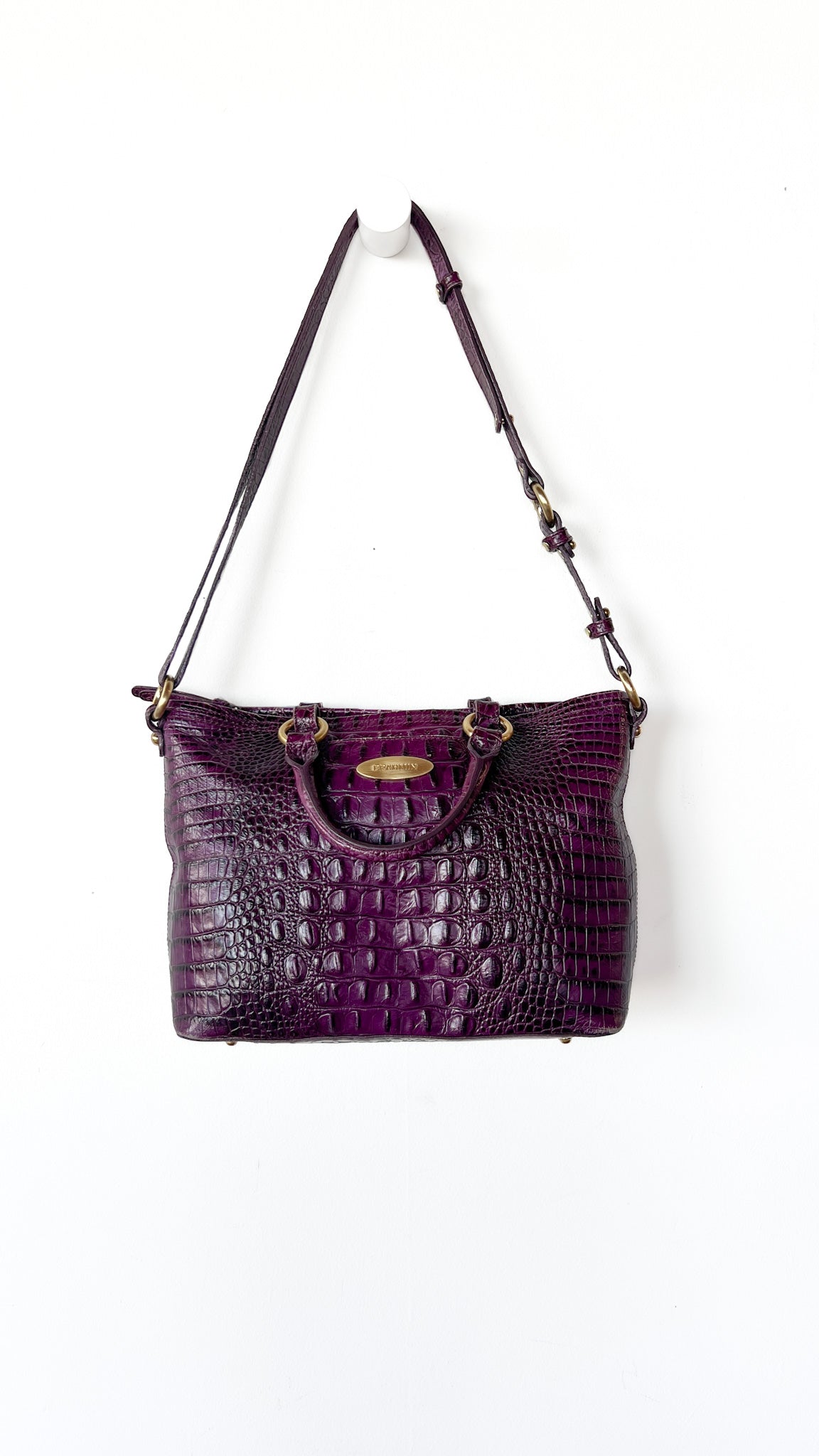 Y2K Designer Brahmin Purple Leather Shoulder Bag