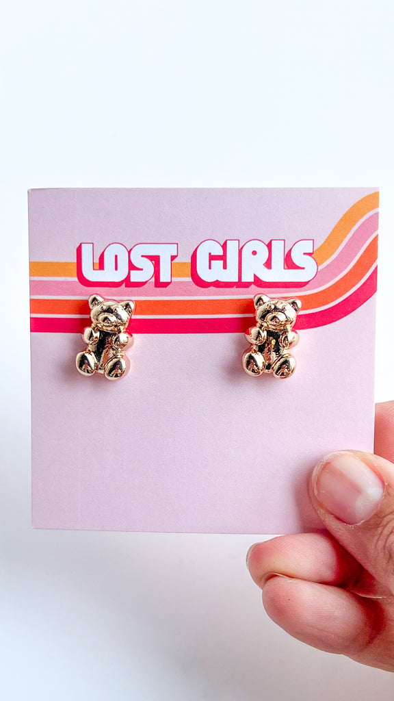 Gold-tone Gummy Bear Stud Earrings
