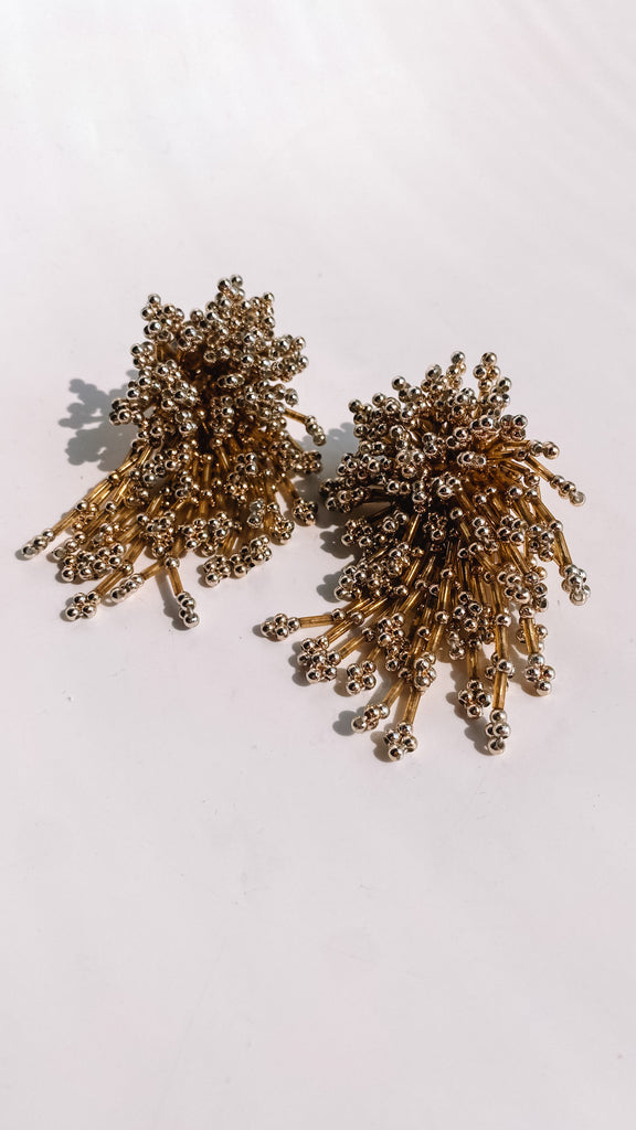 Vintage Gold Starburst Beaded Earrings