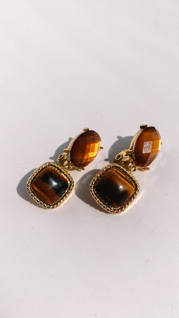 Vintage Gold & Amber Earrings