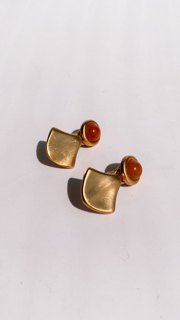 Vintage Amber and Gold Door Knocker Earrings