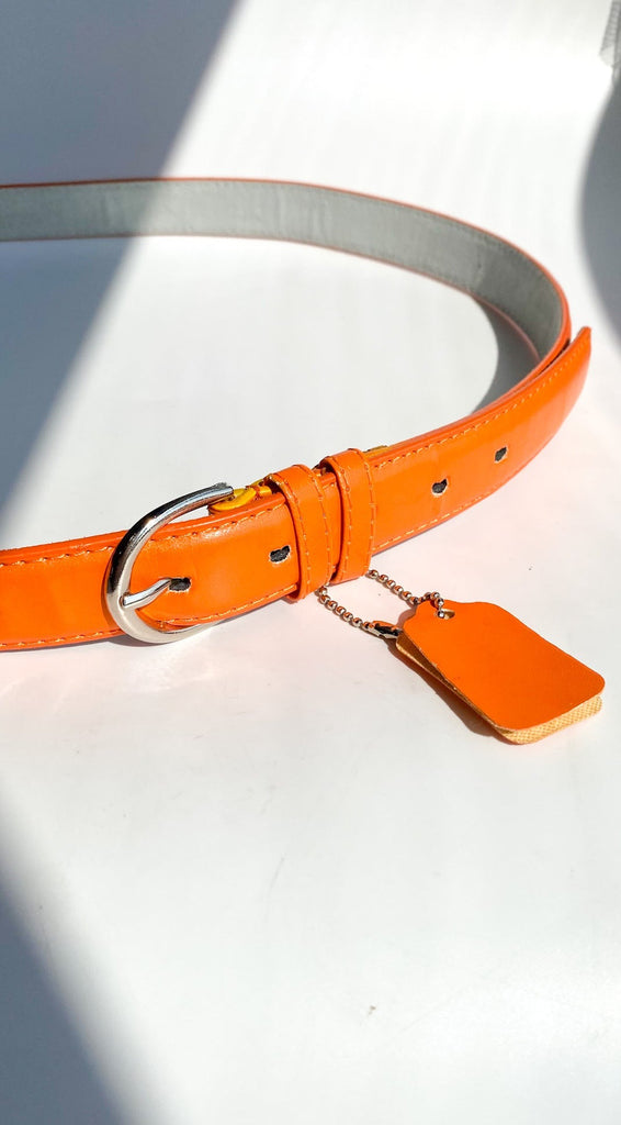 Tangerine Orange Leather Belt