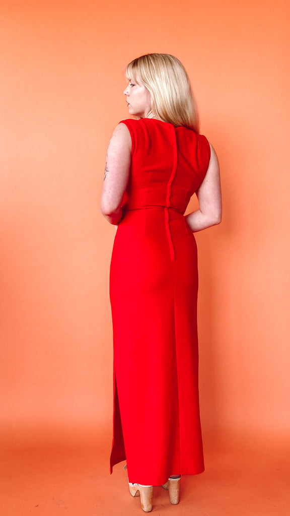 1970s Red Maxi Dress, sz. S/M