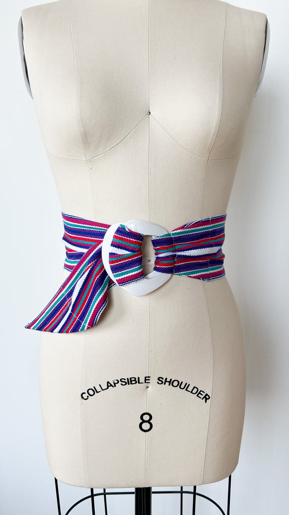 Vintage Woven Multicolored Striped Belt