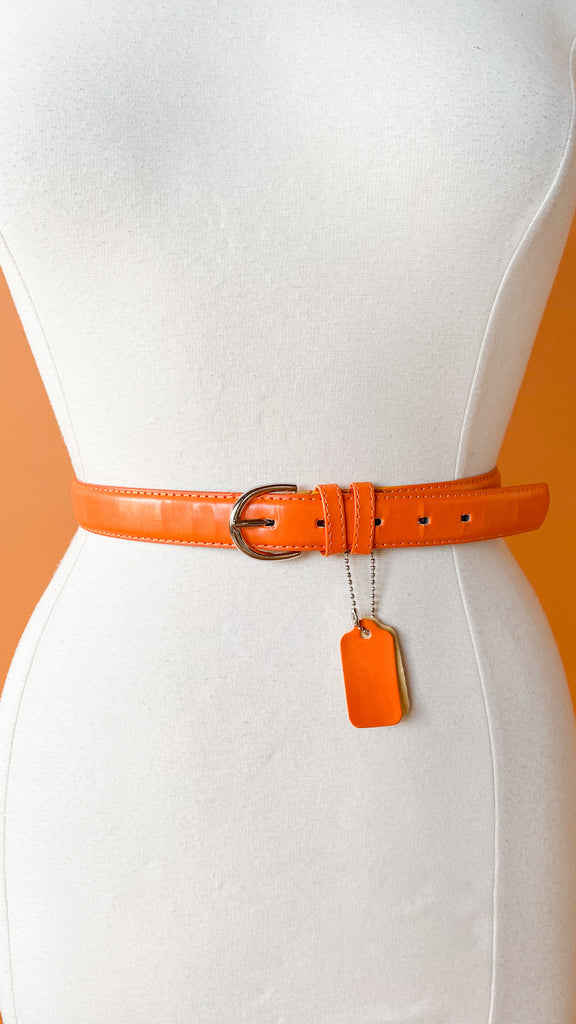 Tangerine Orange Leather Belt