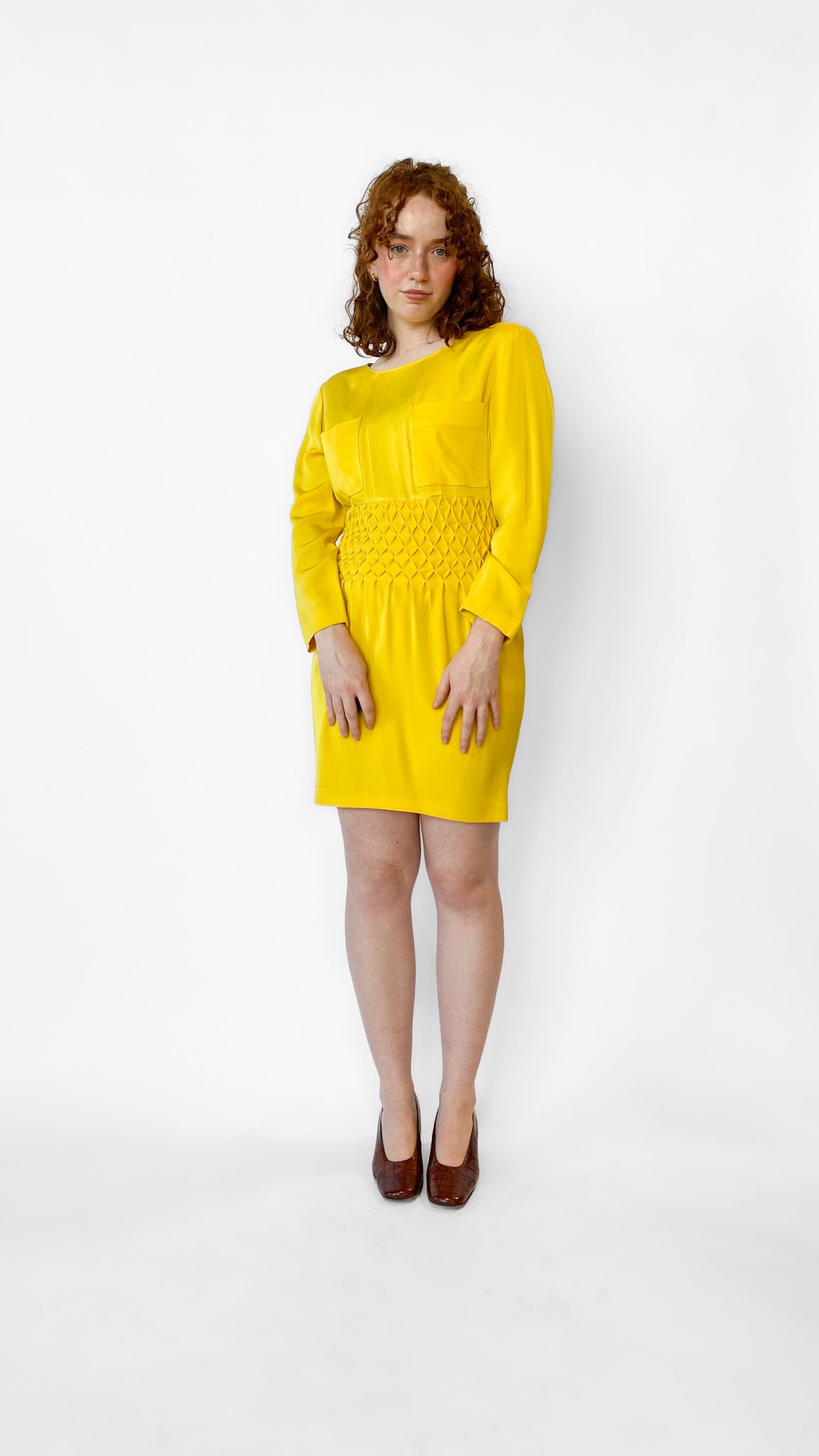 1980s Yellow Smocked Mini Dress, sz. M – Lost Girls Vintage