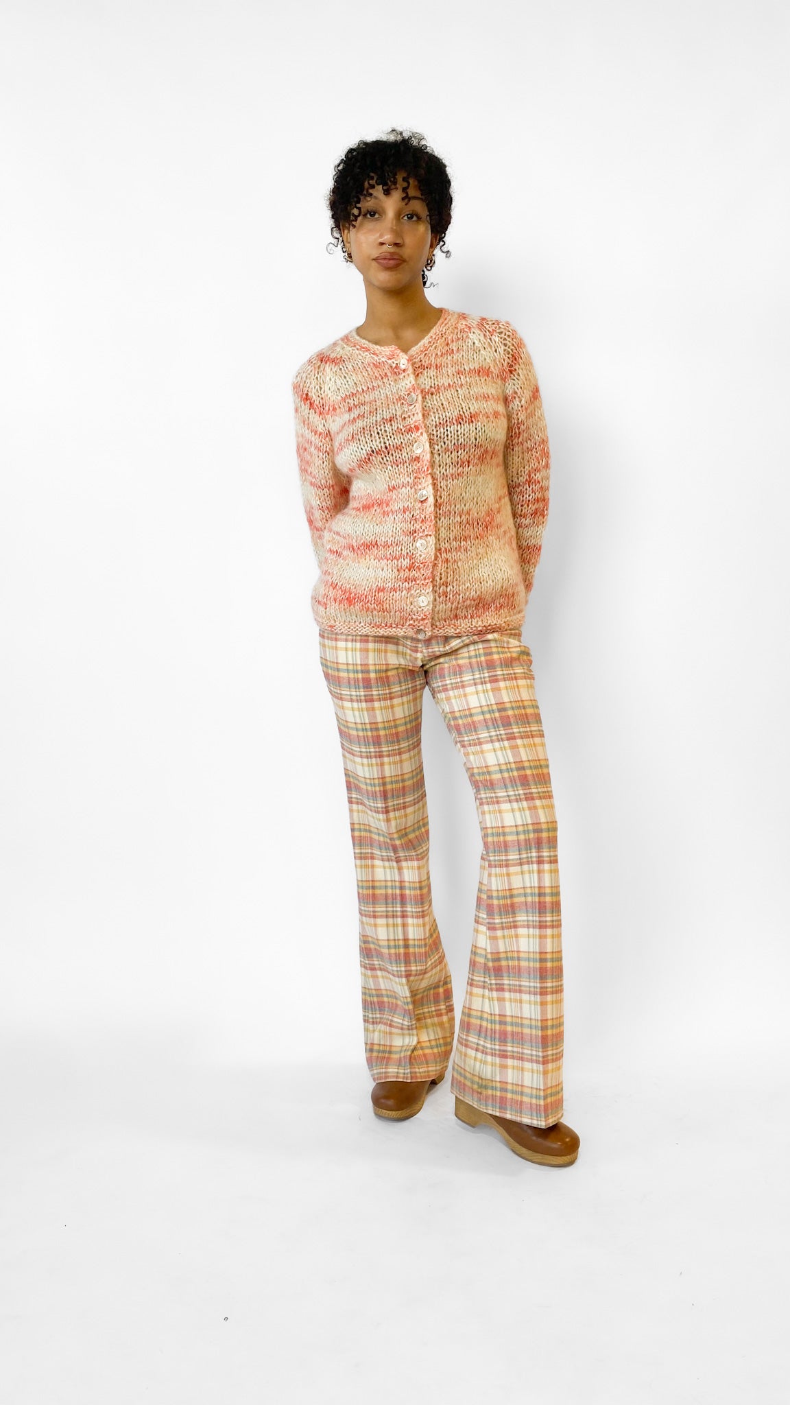 Lost Girls Vintage 1960s Sherbet Peach Knit Sweater Sz. M 2xl
