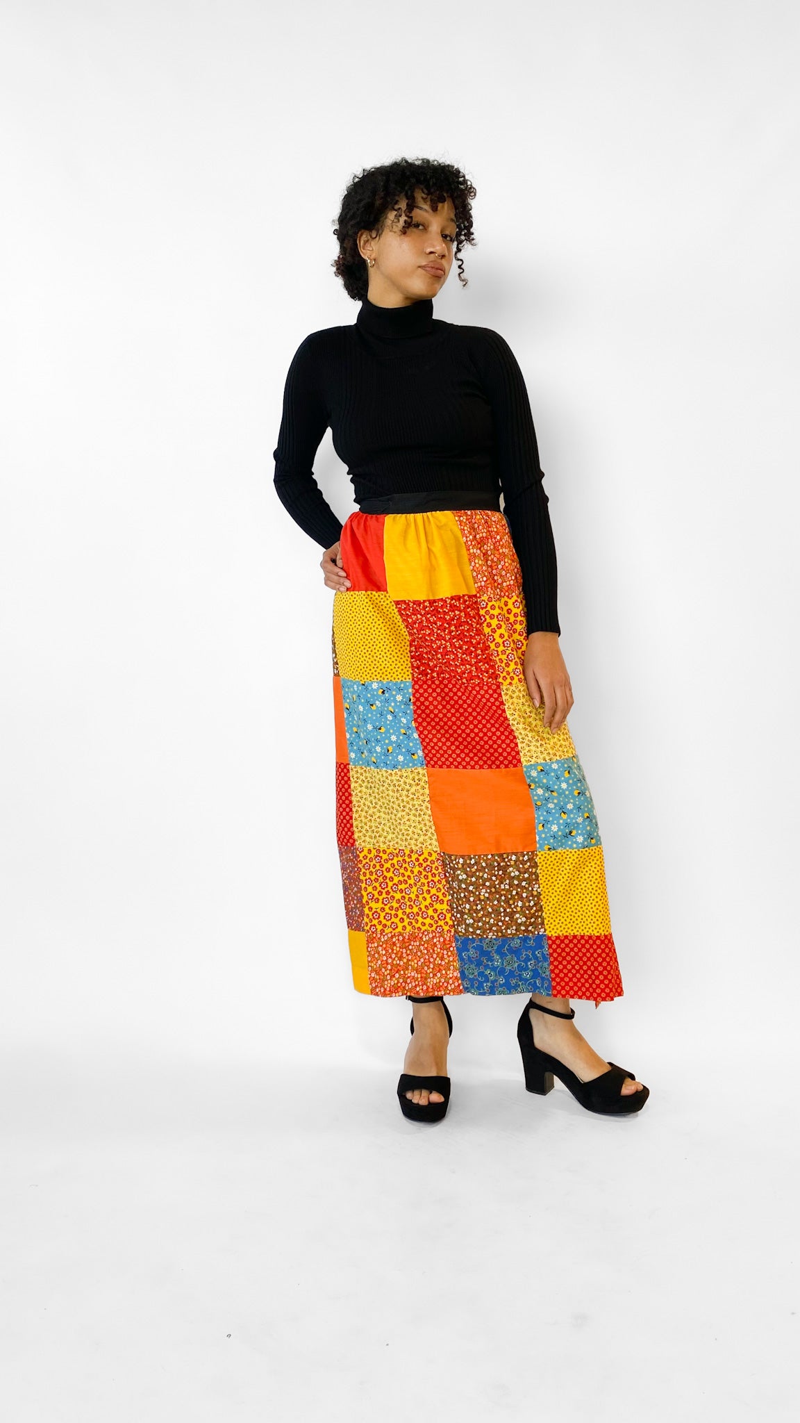 70s Fashion 1970s Split Skirt 1970s Suede Patchwork A-Line Skirt