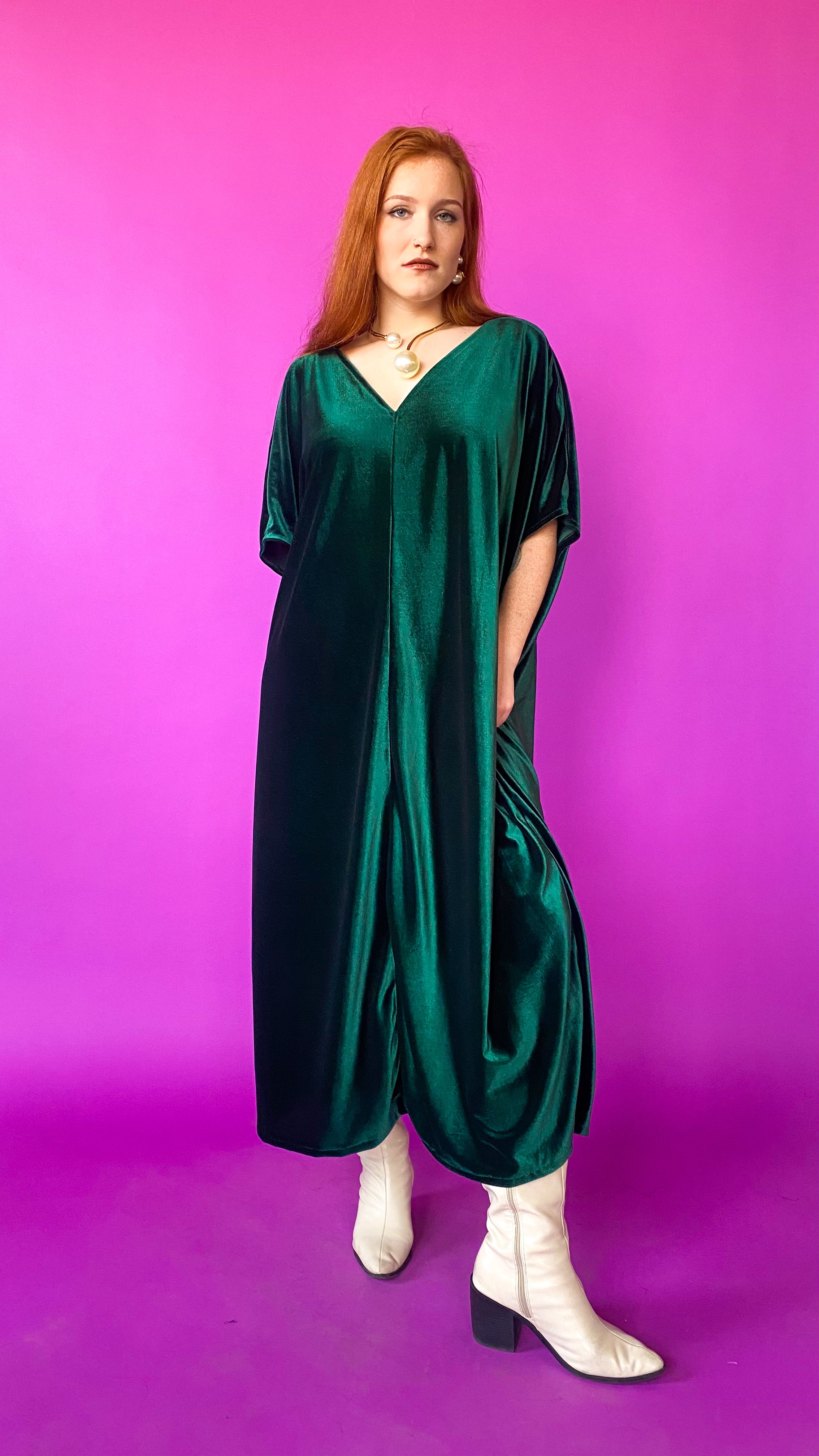 Lost Girls Originals Emerald Green Velvet Caftan