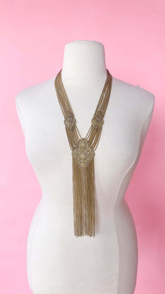 Vintage Multi-Chain Fringe Necklace