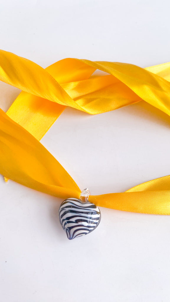 Zebra Stripe Heart Necklace