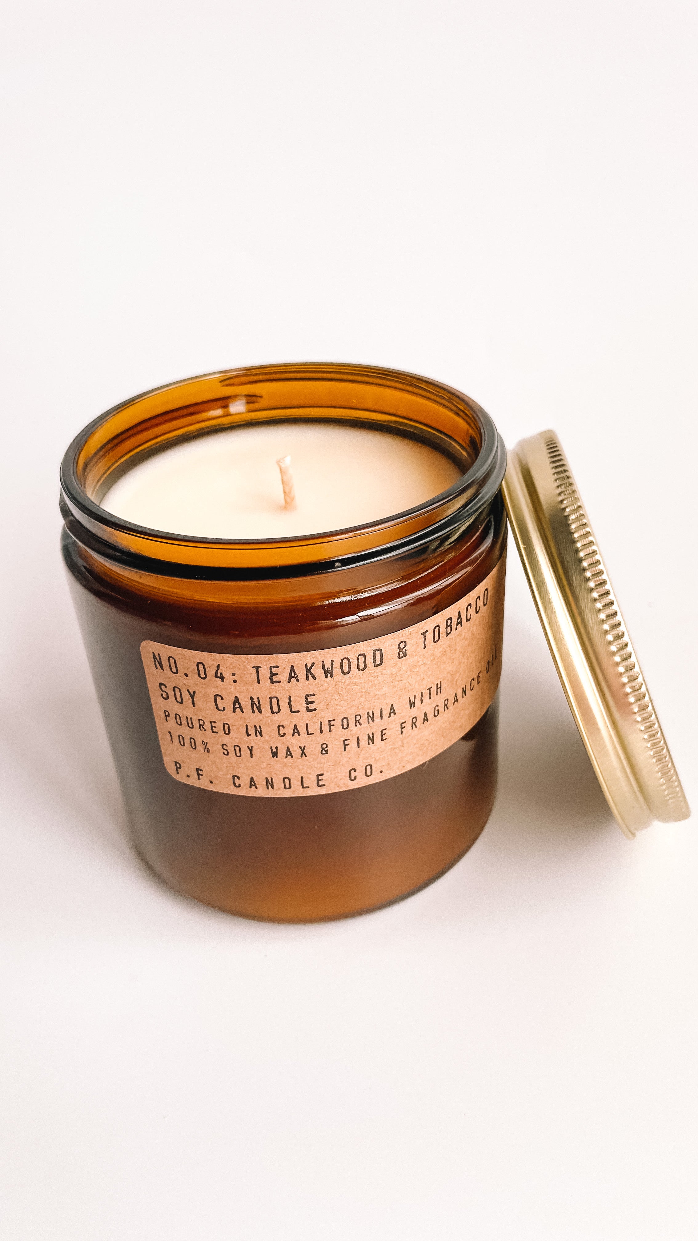 teakwood and tobacco candle large & Soy at ECOVIBE Made with 100% domestically P.F. Candle Co. Teakwood &