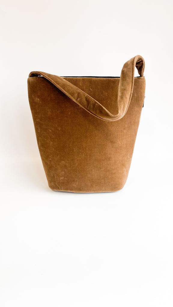 1940s Brown & Black Velvet Bucket Bag