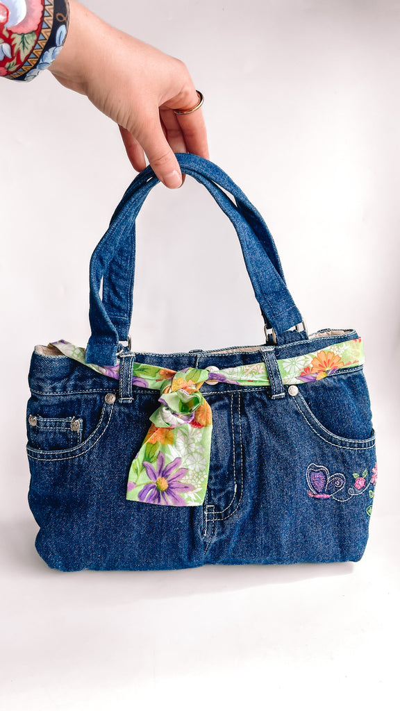 Y2K Embroidered Jeans Bag