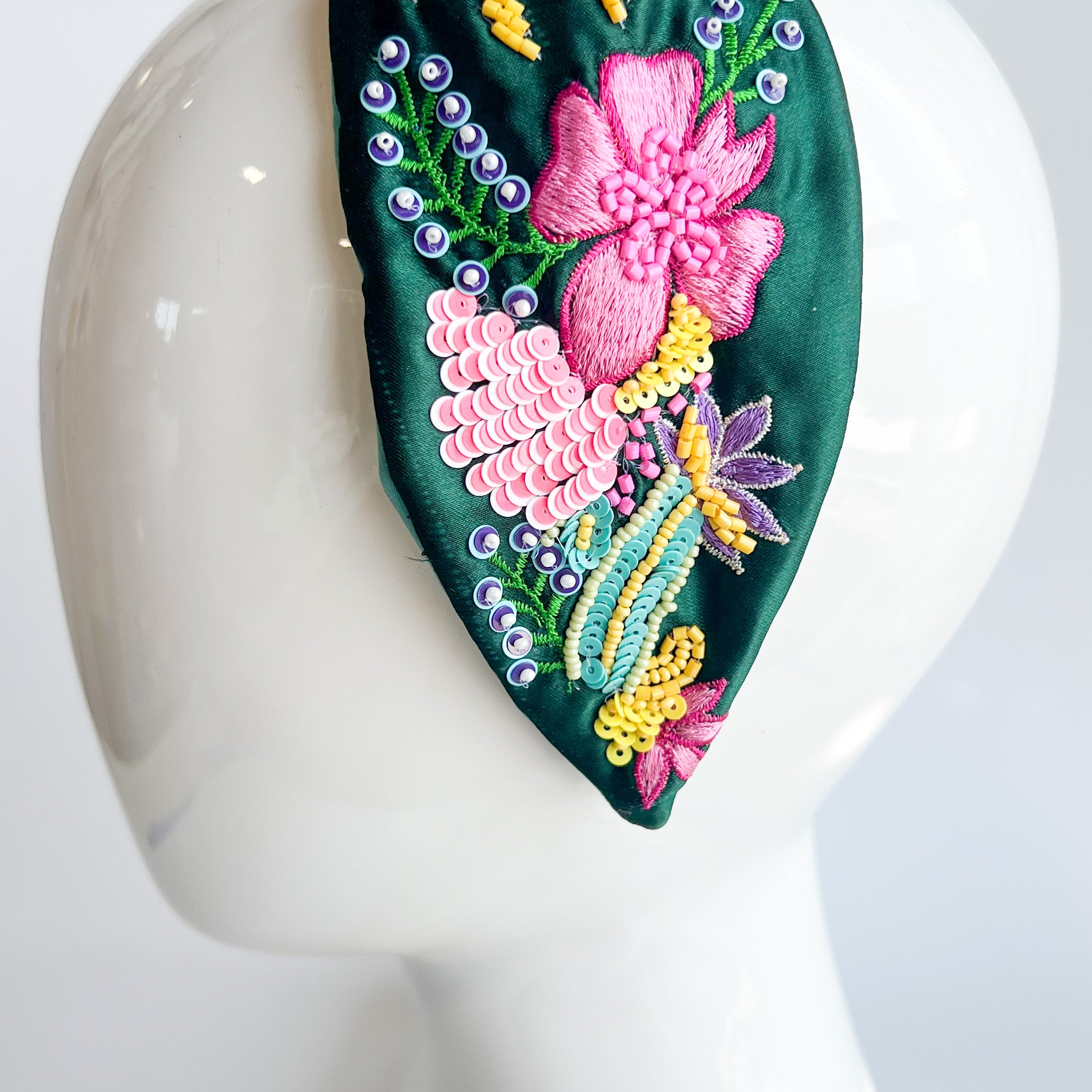 Beaded Florals Knot Headband