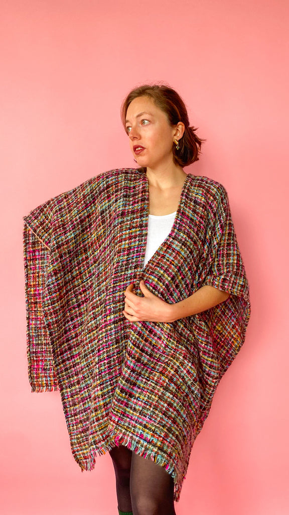 Modern Bright Tweed Wrap, open size