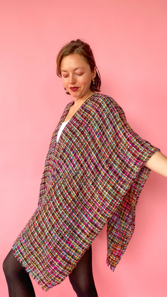 Modern Bright Tweed Wrap, open size
