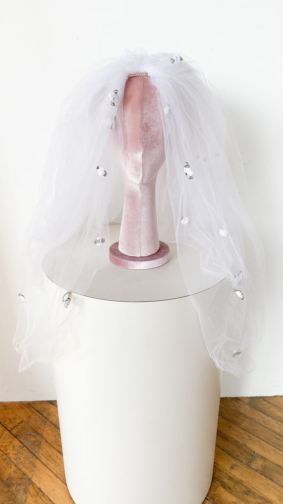 1980s Floral Tulle Veil