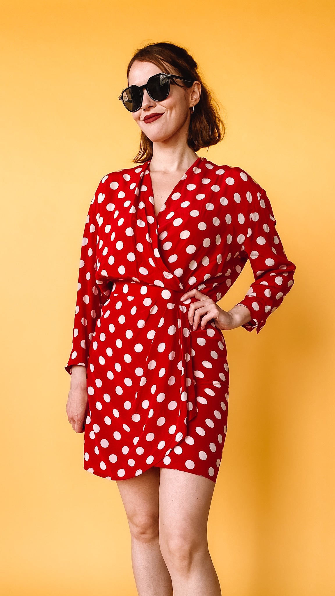 1980s Escada Red & White Polka Dot Dress, Sz. S 1980s Escada Red & White Polka Dot Dress, Sz. S