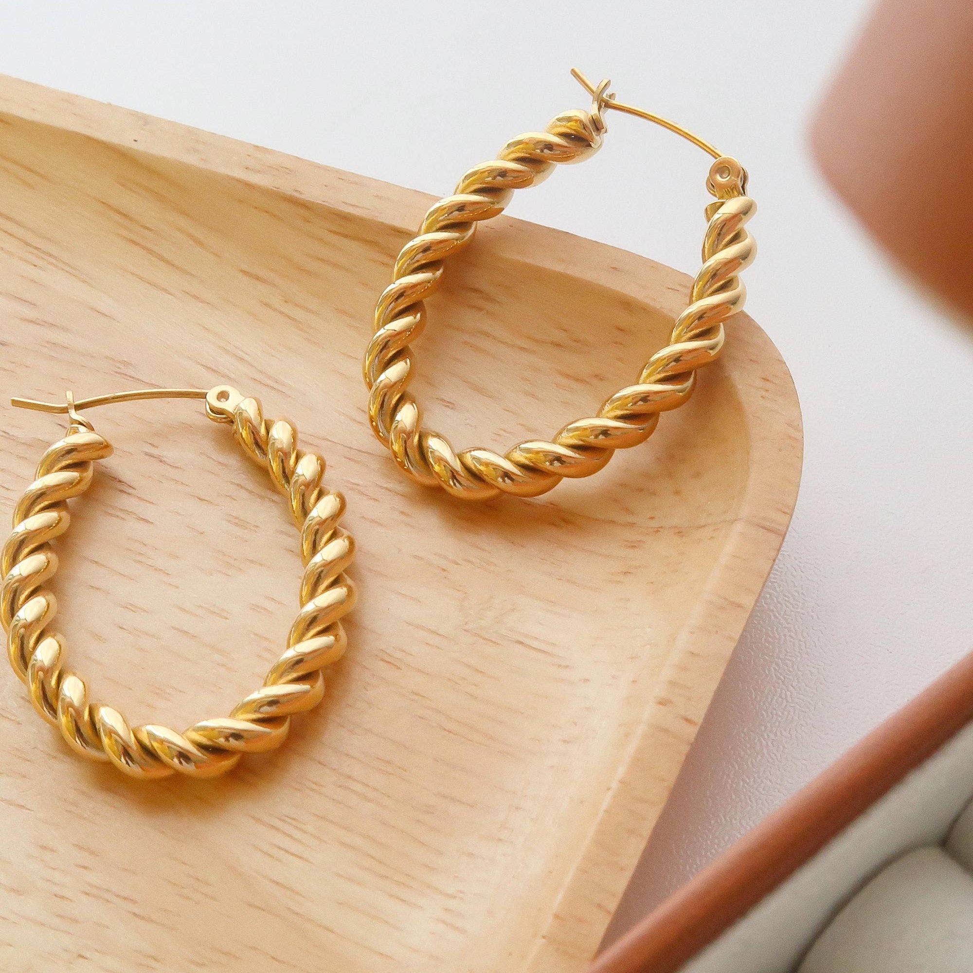 Brook Gold Braided Hoop Earrings