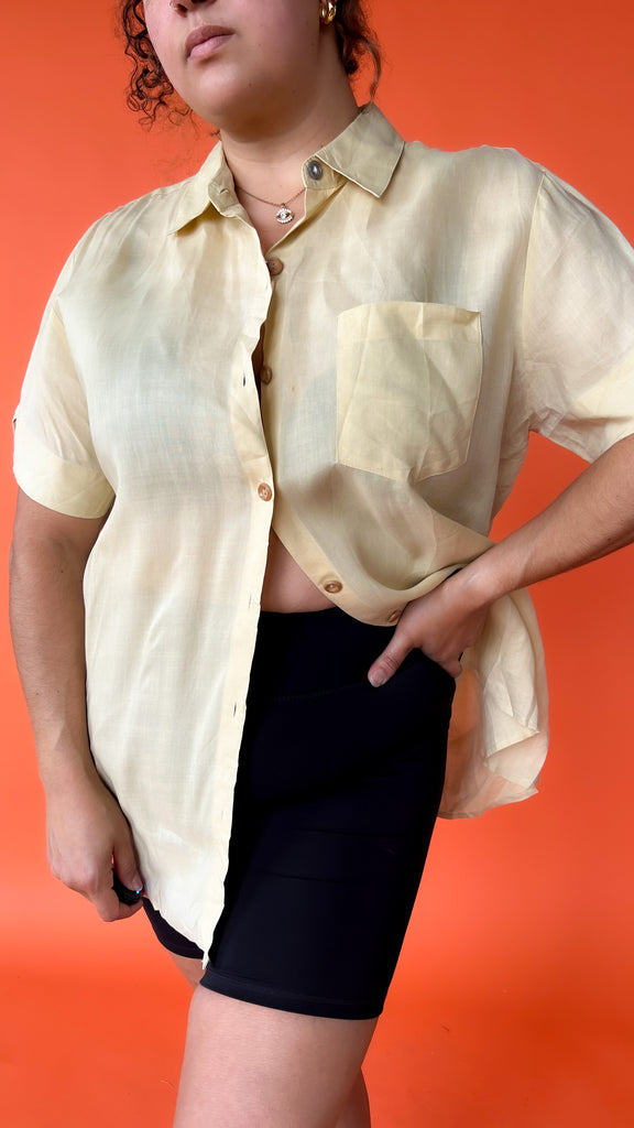 1990s Tan Light Weight Shirt, sz. XL