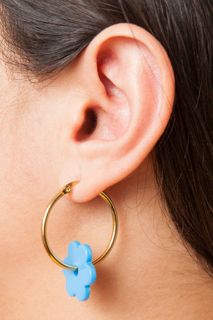 Acetate and Gold Plated Daisy Hoop Earrings