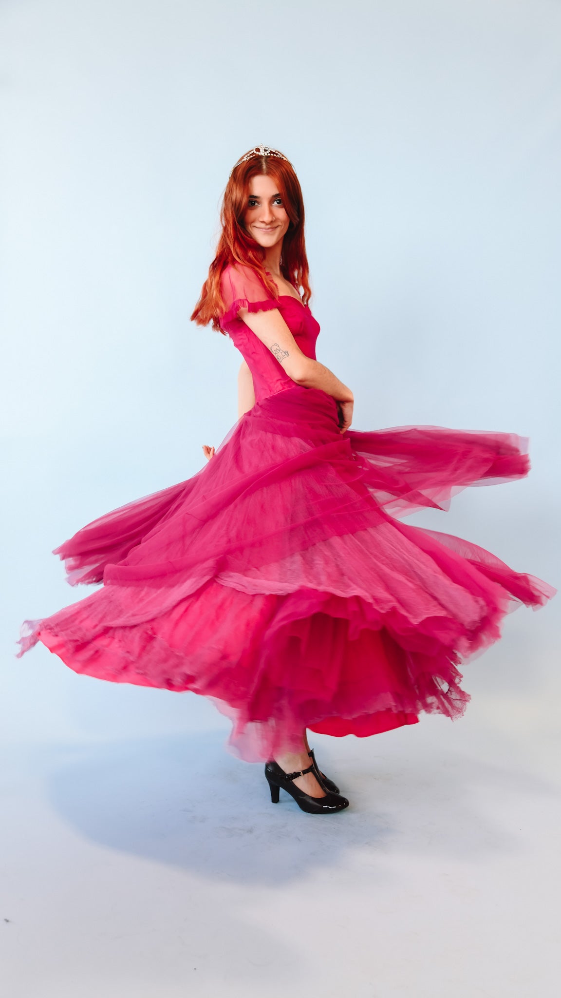 1950s Fuchsia Sweetheart Fit and Flare Dress, sz. XS 1950s Fuchsia Sweetheart Fit and Flare Dress, sz. XS