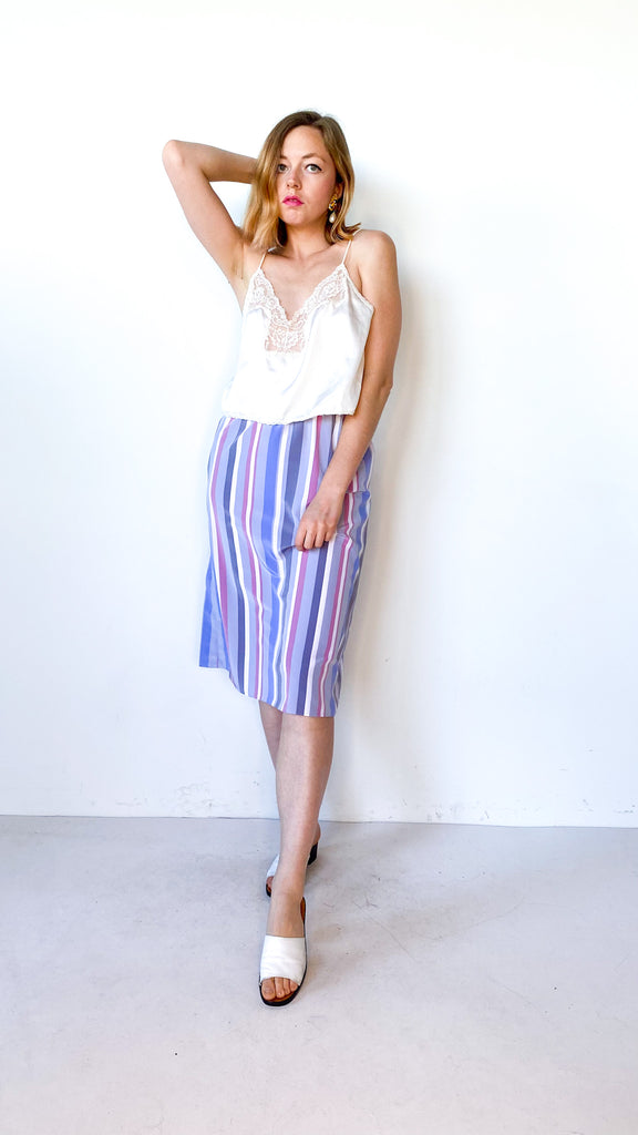 1980s Pastel Striped Skirt, sz. XS/S