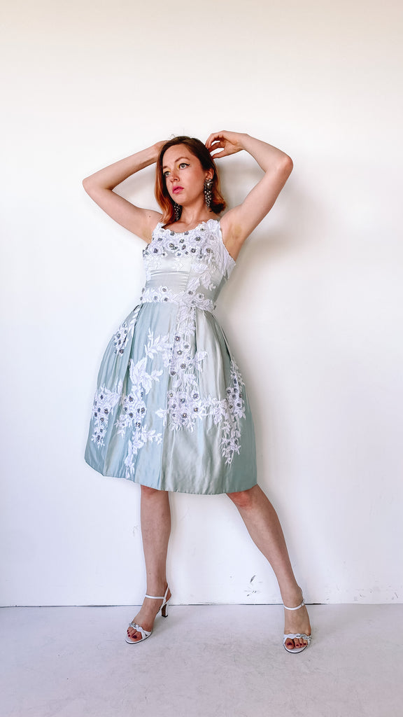 1960s Bejeweled Cinderella Dress, sz. XS/S