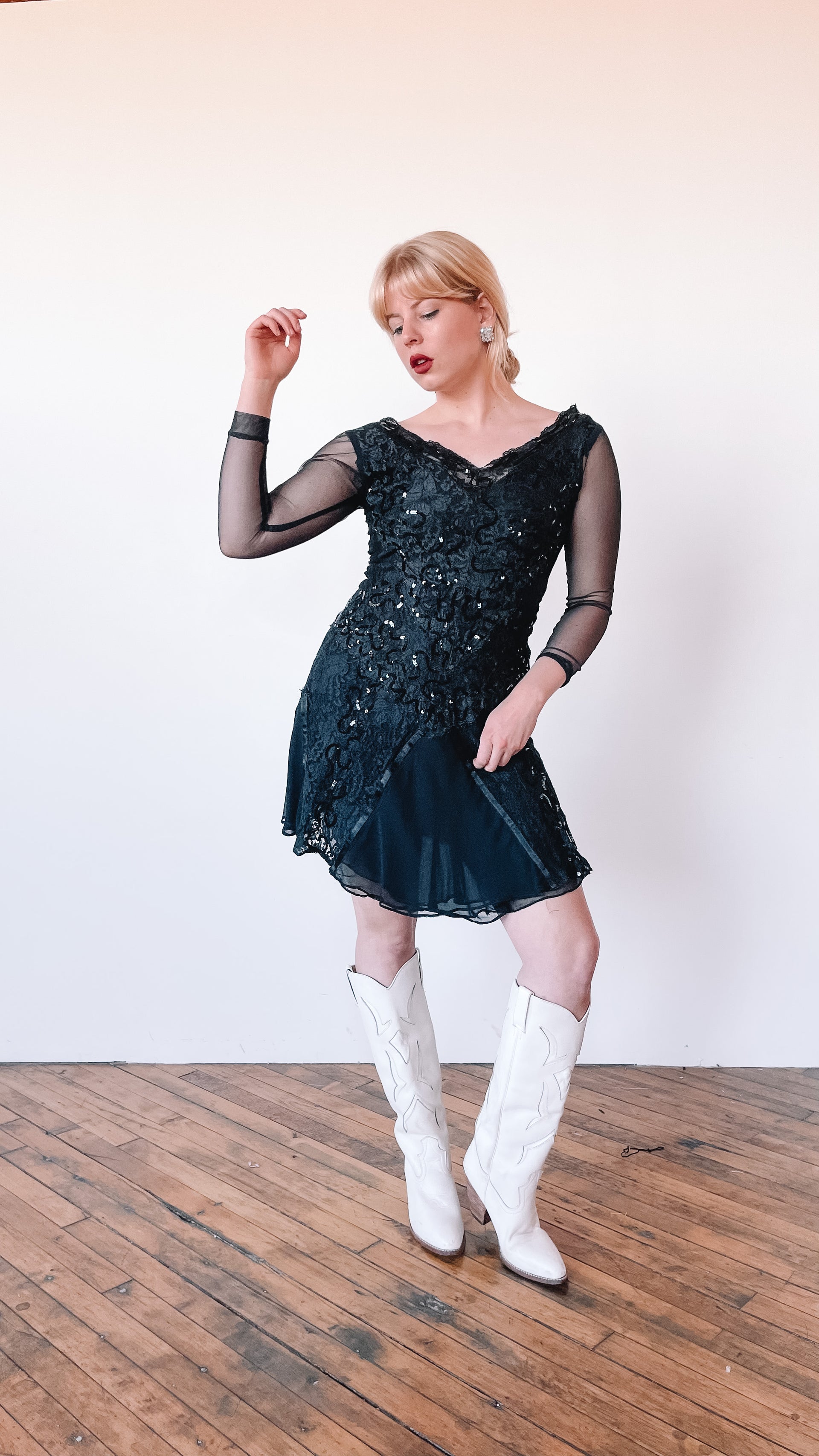 1980s black dress Vintage 1980s boutique black cocktail dress  Neon Hustle