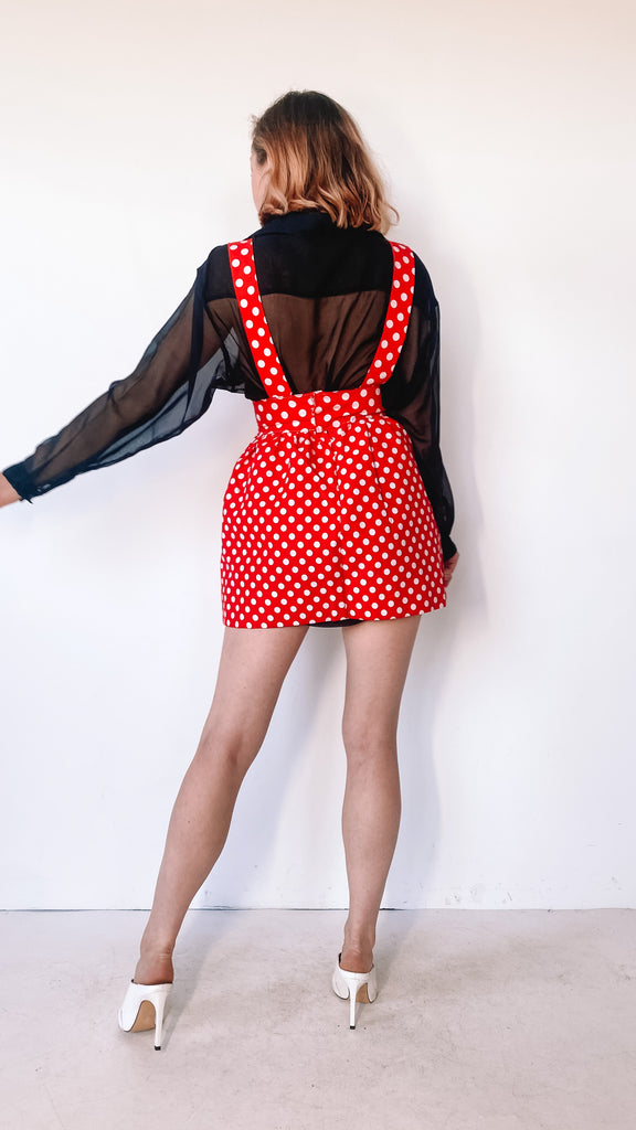 1970s Minnie Mouse Suspender Skirt, sz. XS