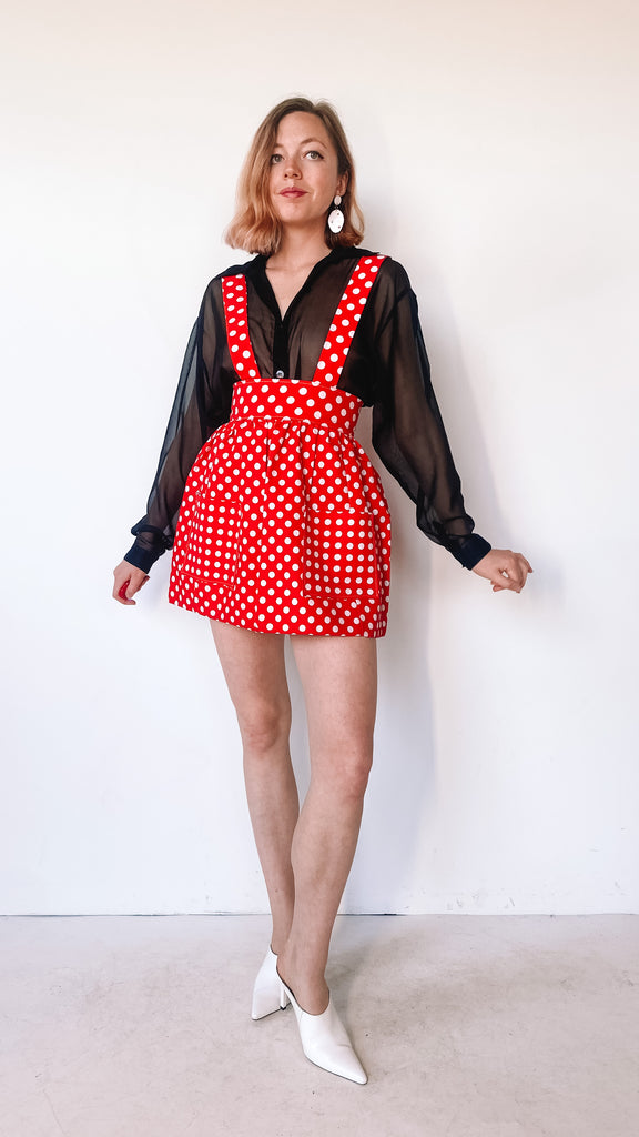 1970s Minnie Mouse Suspender Skirt, sz. XS
