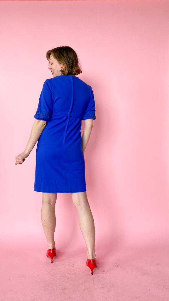 1960s Royal Blue Day Dress, sz. S
