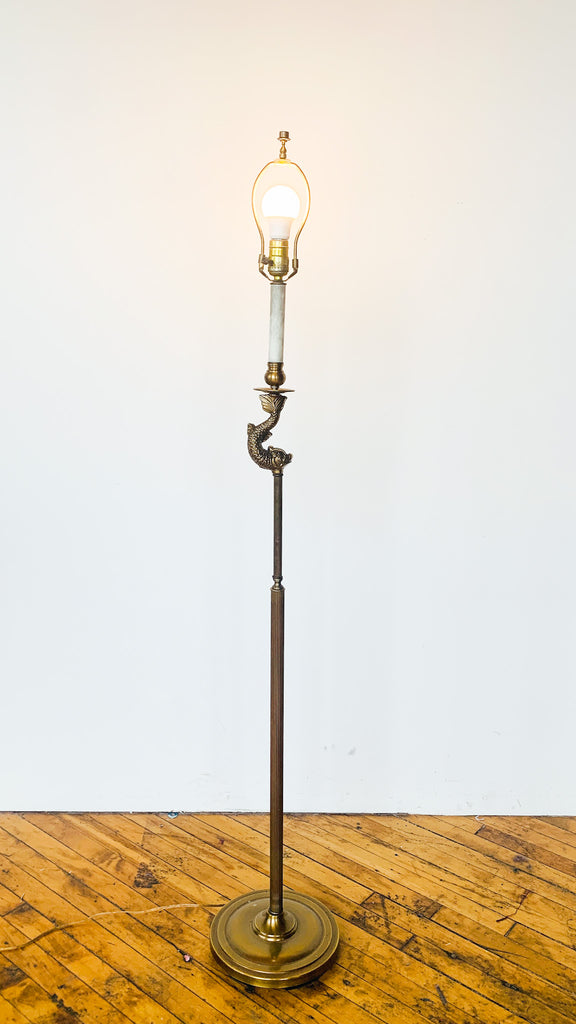Vintage Brass Koi Floor Lamp