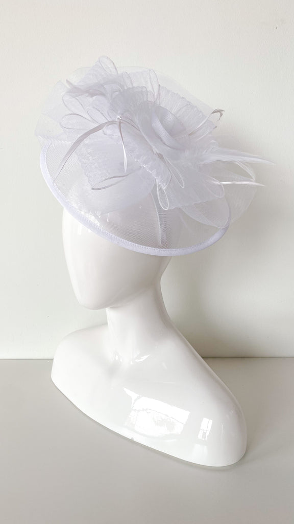White Rose Veiled Headband