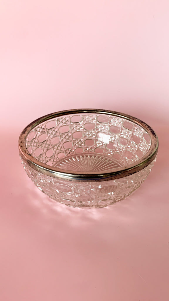 Crystal and Sterling Silver Serving Bowl