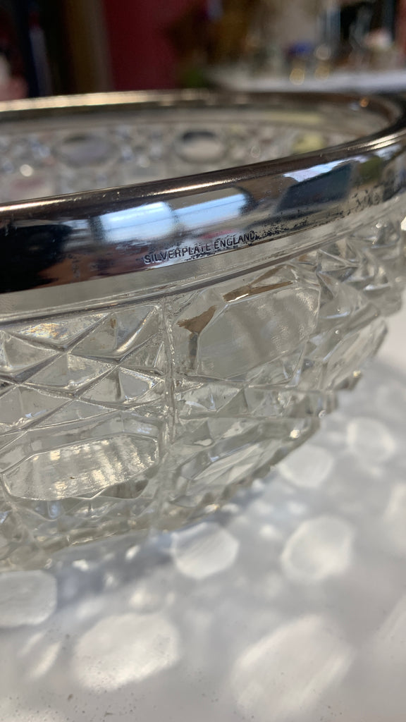 Crystal and Sterling Silver Serving Bowl