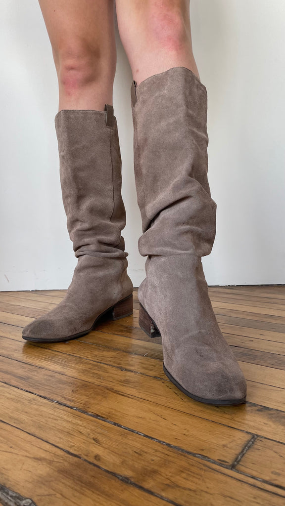 Gray suede tall boots, sz. 10